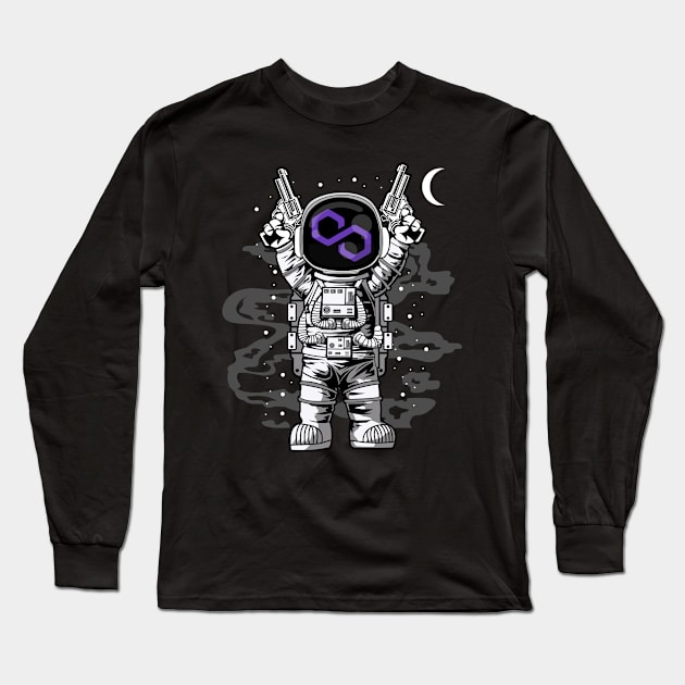 Astronaut Polygon Matic Coin To The Moon Crypto Token Cryptocurrency Wallet Birthday Gift For Men Women Kids Long Sleeve T-Shirt by Thingking About
